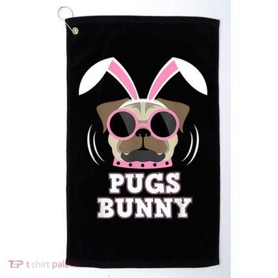 Pugs Bunny Happy Easter Puggy Pug Lover Easter Bunny Dog Golf Towel