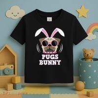 Pugs Bunny Happy Easter Puggy Pug Lover Easter Bunny Dog Toddler T-Shirt thumb 3