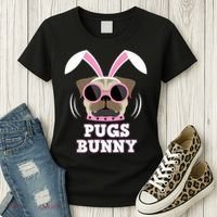 Pugs Bunny Happy Easter Puggy Pug Lover Easter Bunny Dog Women's T-Shirt thumb 3