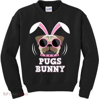 Pugs Bunny Happy Easter Puggy Pug Lover Easter Bunny Dog Kids Sweatshirt