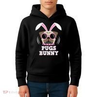 Pugs Bunny Happy Easter Puggy Pug Lover Easter Bunny Dog Kids Hoodie thumb 4