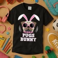 Pugs Bunny Happy Easter Puggy Pug Lover Easter Bunny Dog Kids T-Shirt thumb 3