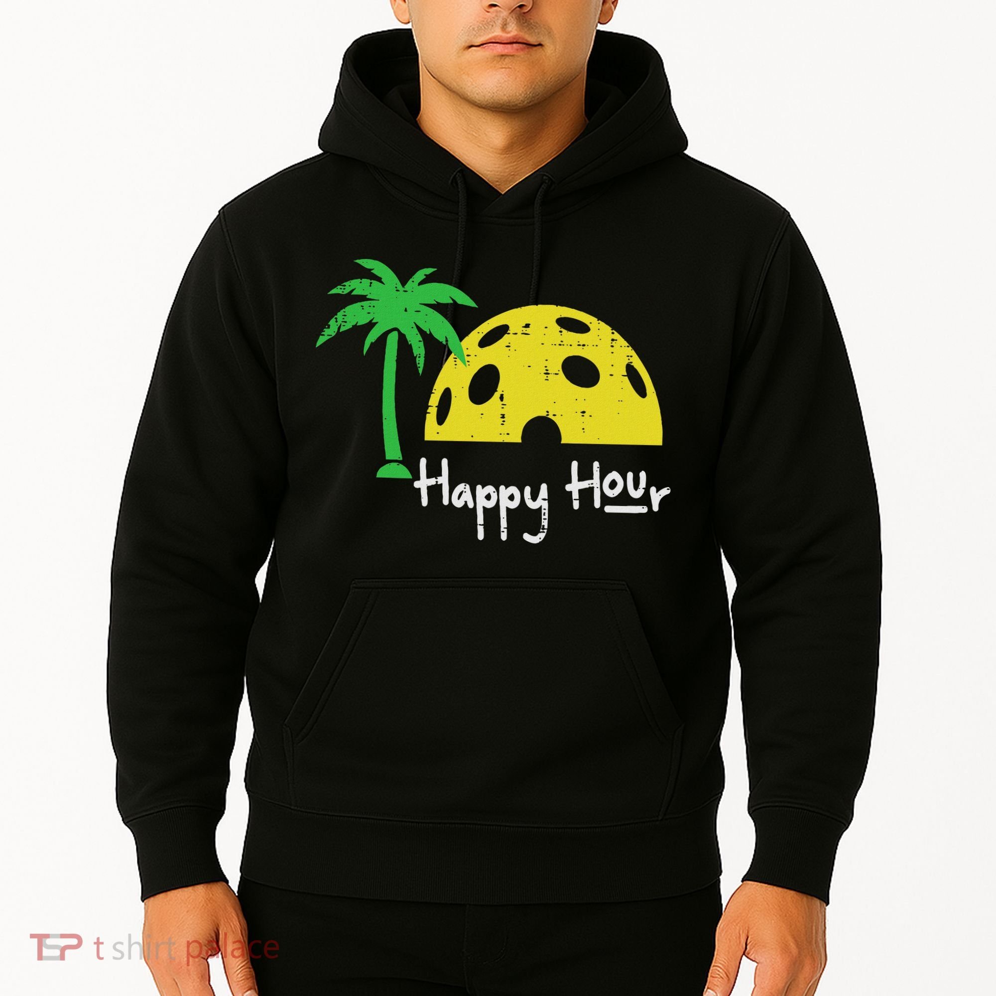Pickle Ball Happy Hour Palm Tree Pickleball Women Hoodie