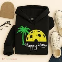 Pickle Ball Happy Hour Palm Tree Pickleball Women Hoodie thumb 4