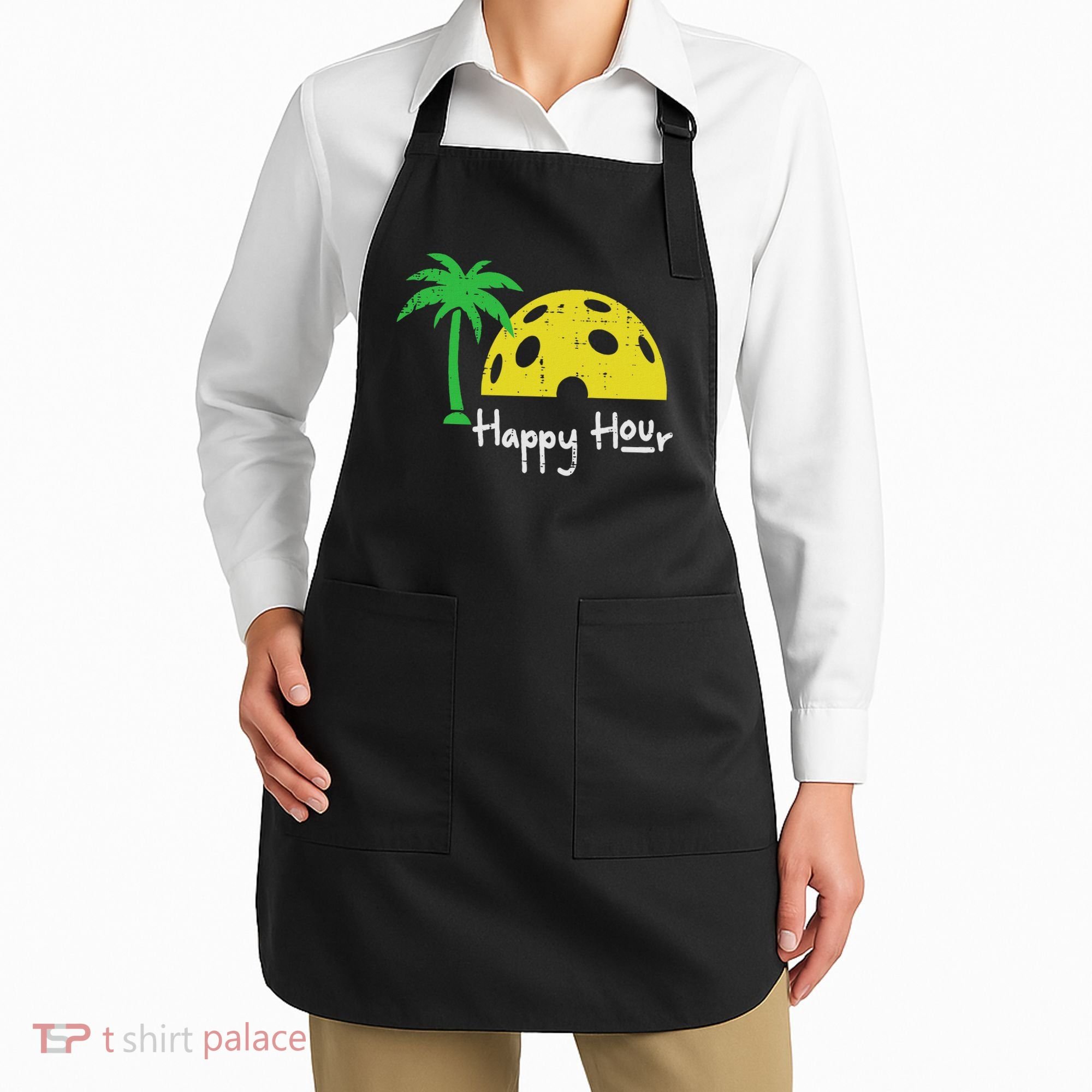 Pickle Ball Happy Hour Palm Tree Pickleball Women Apron