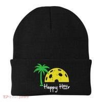 Pickle Ball Happy Hour Palm Tree Pickleball Women Beanie thumb 0