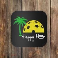 Pickle Ball Happy Hour Palm Tree Pickleball Women Coaster thumb 0