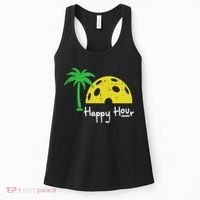 Pickle Ball Happy Hour Palm Tree Pickleball Women Women's Tank Top thumb 0