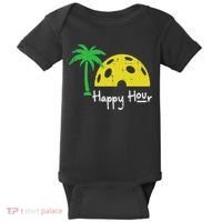 Pickle Ball Happy Hour Palm Tree Pickleball Women Baby Bodysuit thumb 0