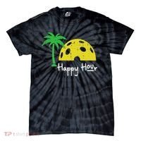 Pickle Ball Happy Hour Palm Tree Pickleball Women Tie-Dye T-Shirt thumb 0