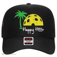 Pickle Ball Happy Hour Palm Tree Pickleball Women Hat thumb 0