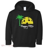 Pickle Ball Happy Hour Palm Tree Pickleball Women Toddler Hoodie thumb 0