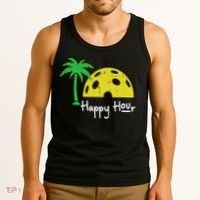 Pickle Ball Happy Hour Palm Tree Pickleball Women Tank Top thumb 3