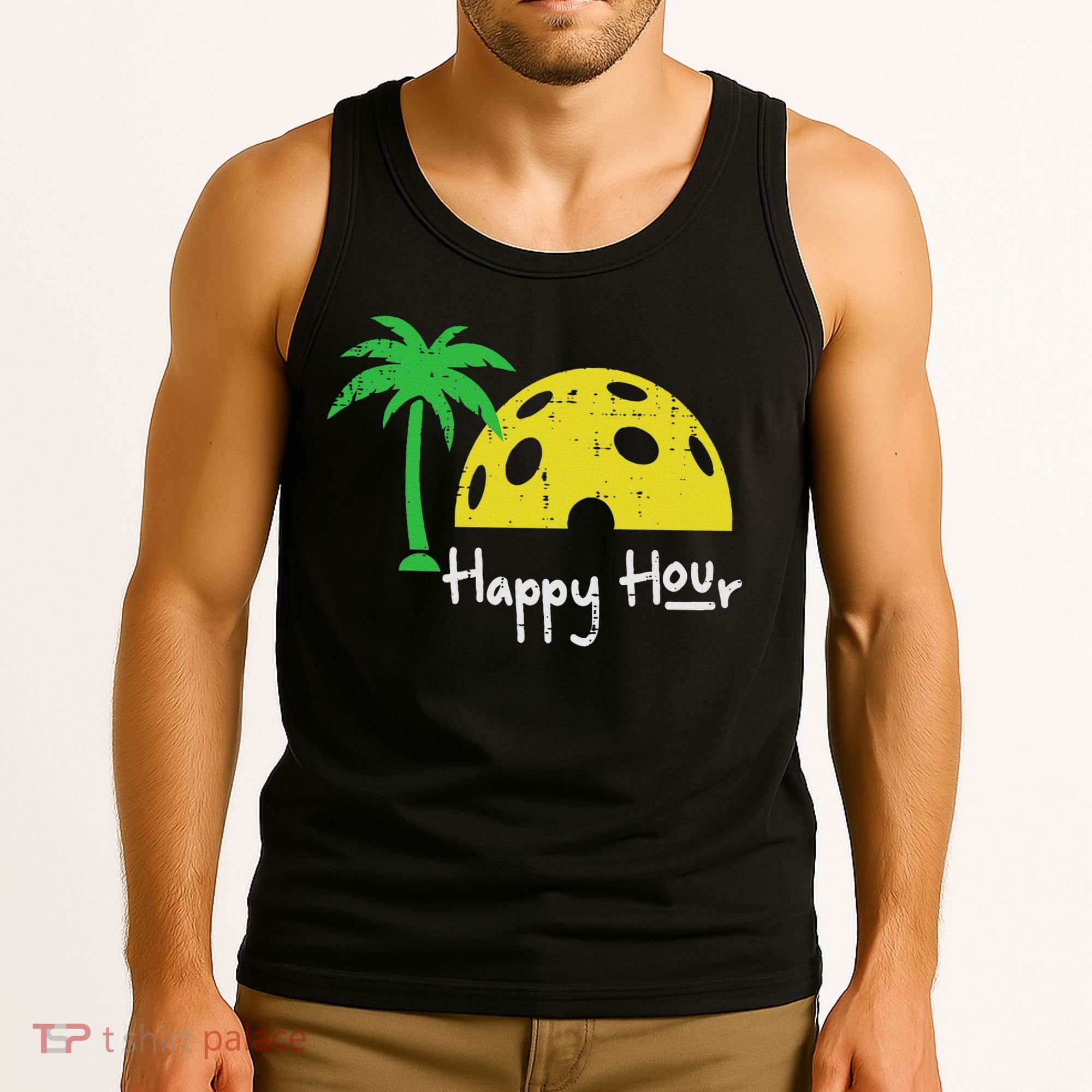 Pickle Ball Happy Hour Palm Tree Pickleball Women Tank Top