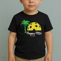 Pickle Ball Happy Hour Palm Tree Pickleball Women Toddler T-Shirt thumb 2