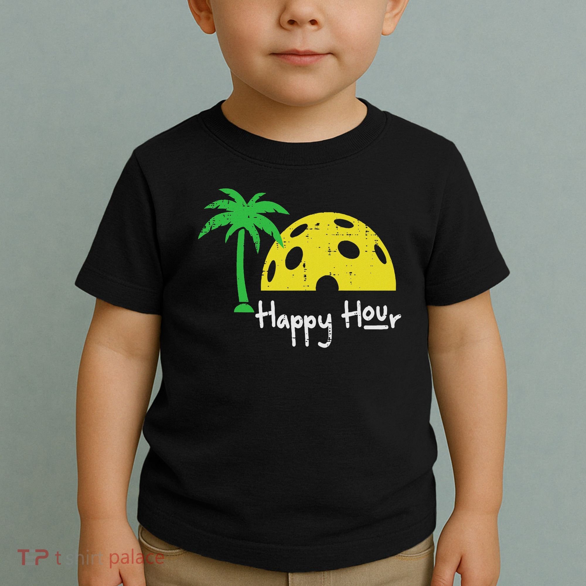 Pickle Ball Happy Hour Palm Tree Pickleball Women Toddler T-Shirt