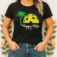 Pickle Ball Happy Hour Palm Tree Pickleball Women Women's T-Shirt thumb 2