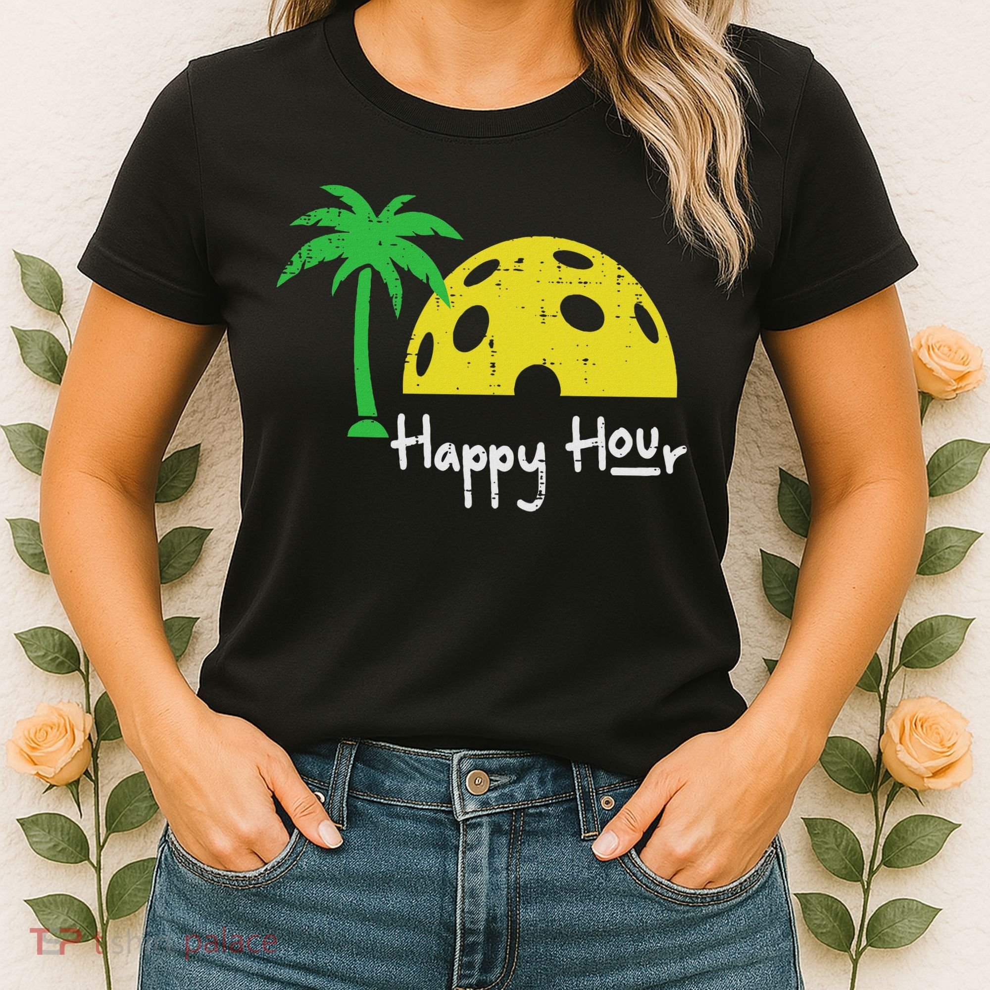 Pickle Ball Happy Hour Palm Tree Pickleball Women Women's T-Shirt