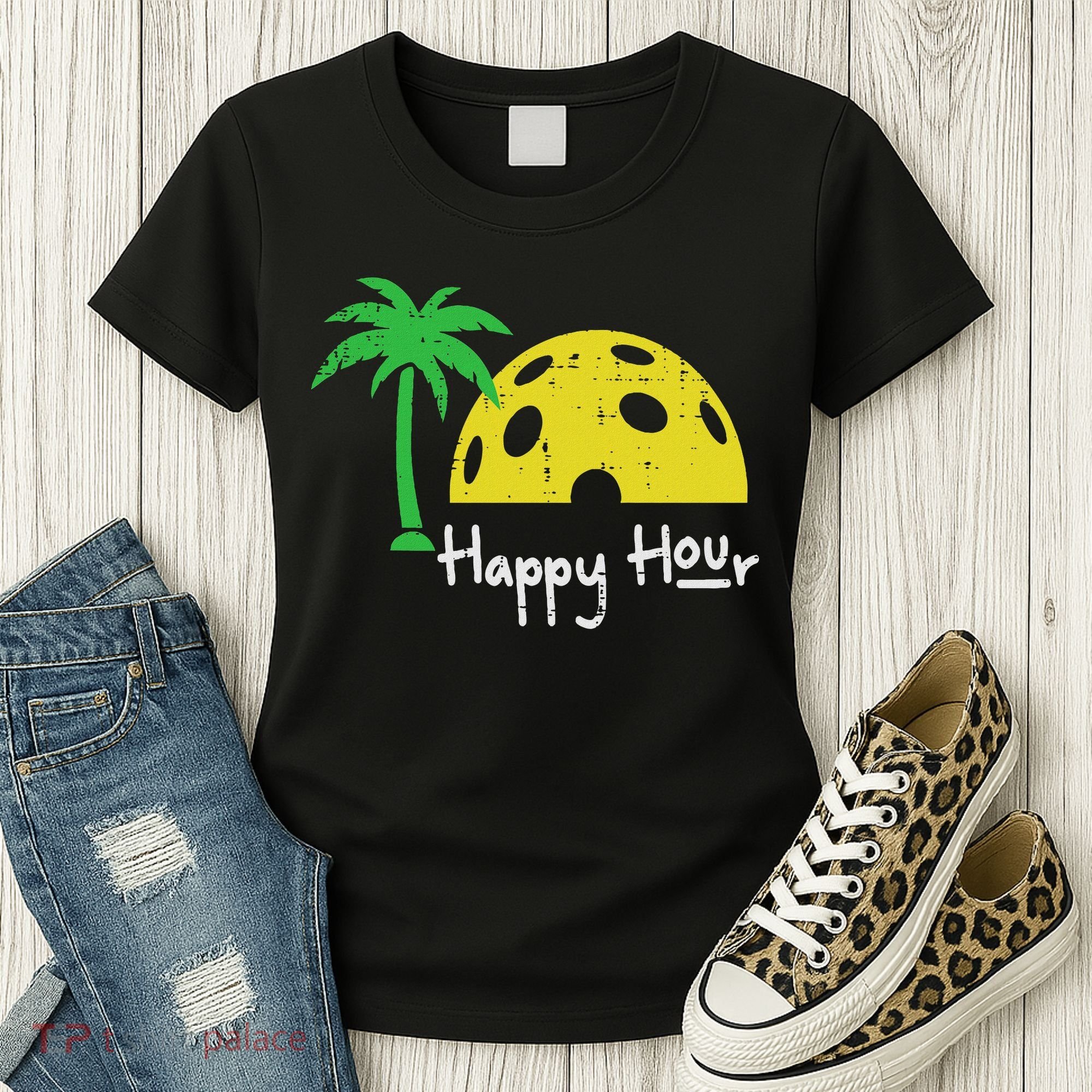 Pickle Ball Happy Hour Palm Tree Pickleball Women Women's T-Shirt