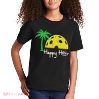 Pickle Ball Happy Hour Palm Tree Pickleball Women Kids T-Shirt thumb 2