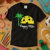 Pickle Ball Happy Hour Palm Tree Pickleball Women Kids T-Shirt thumb 3