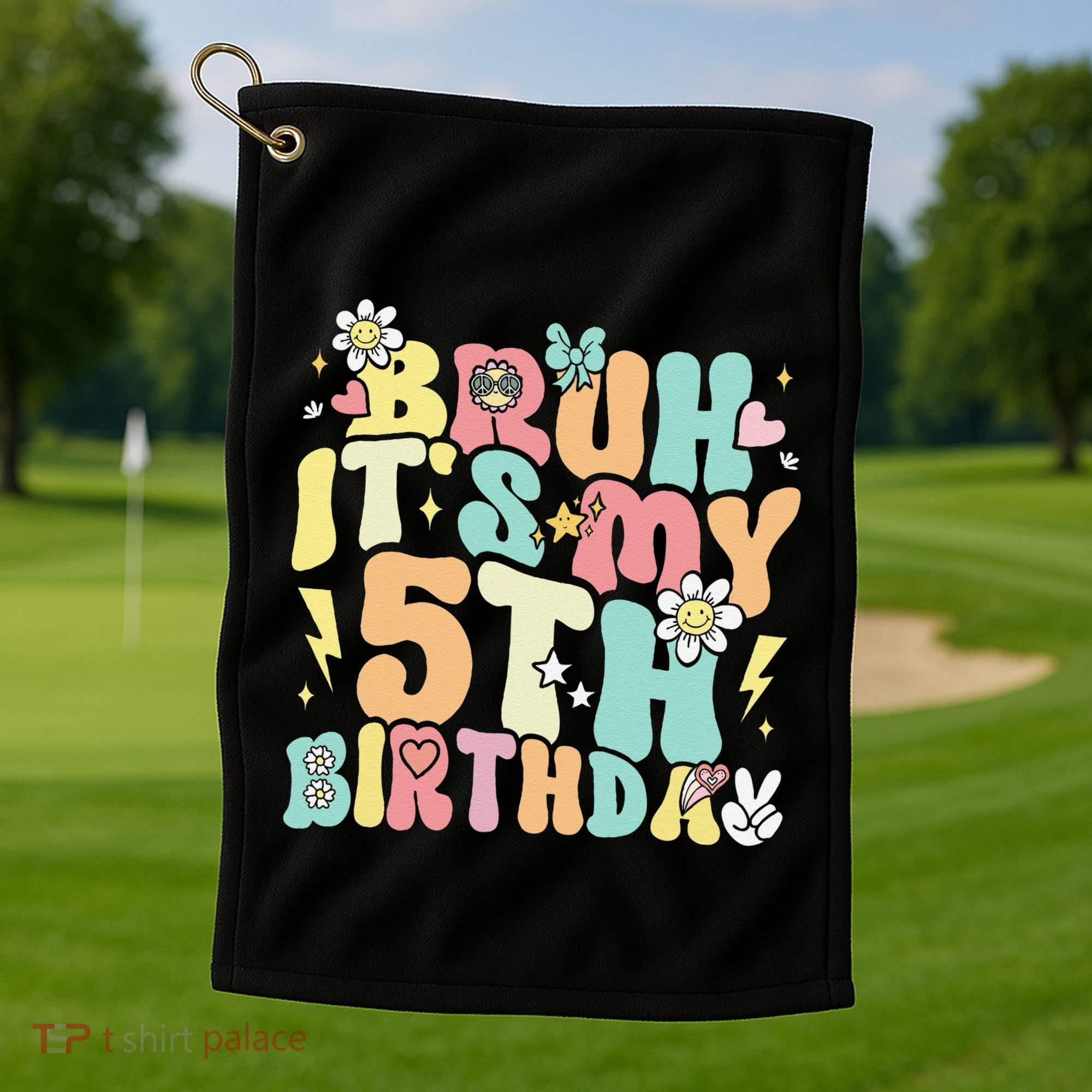 Pastel Bruh ItS My 5th Birthday 5 Year Old Birthday Golf Towel