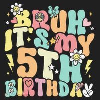 Pastel Bruh ItS My 5th Birthday 5 Year Old Birthday Golf Towel thumb 3