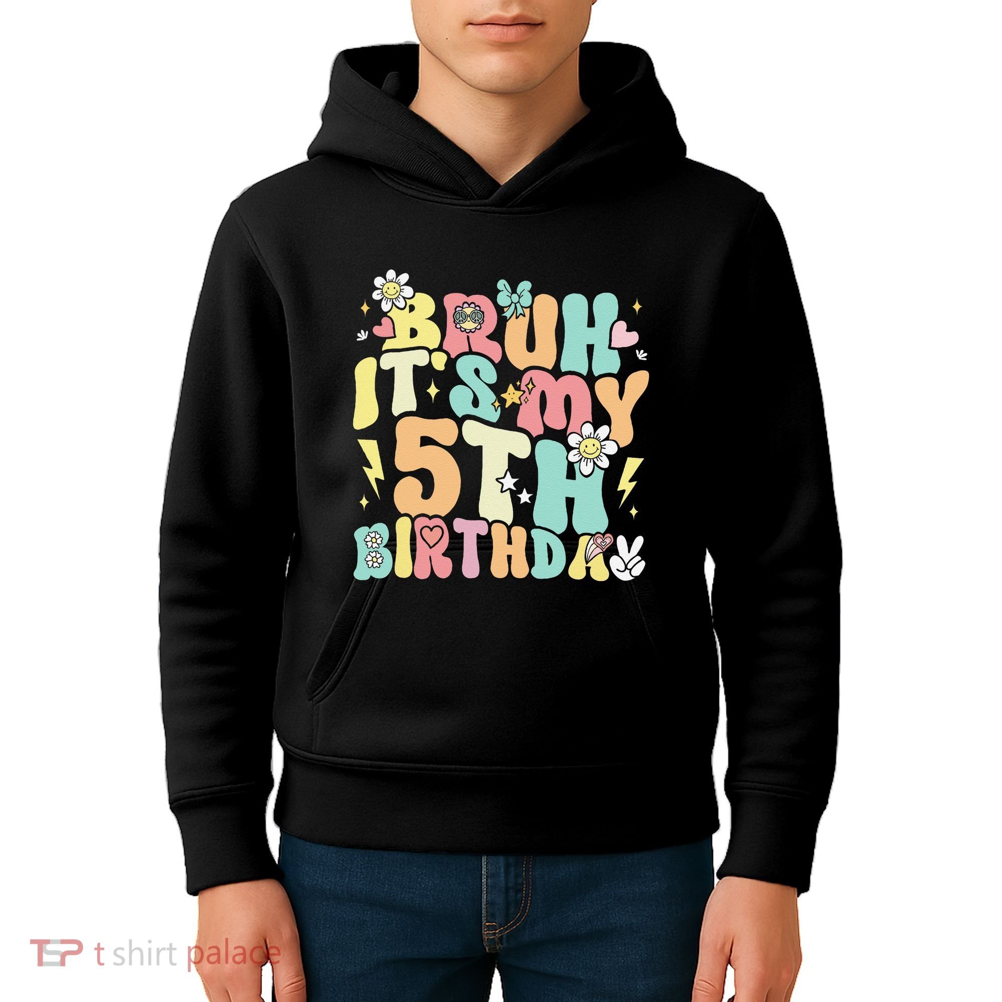 Pastel Bruh ItS My 5th Birthday 5 Year Old Birthday Kids Hoodie