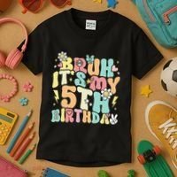 Pastel Bruh ItS My 5th Birthday 5 Year Old Birthday Kids T-Shirt thumb 3