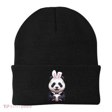 Panda Bear In The Easter Bunny Costume Beanie