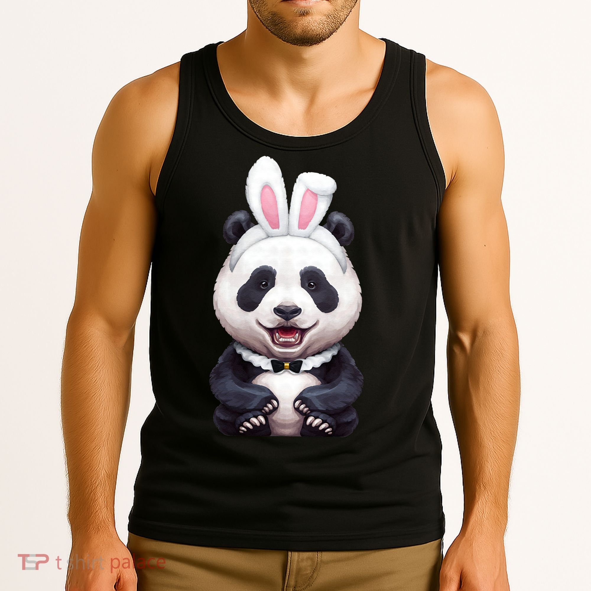 Panda Bear In The Easter Bunny Costume Tank Top