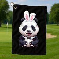 Panda Bear In The Easter Bunny Costume Golf Towel thumb 1