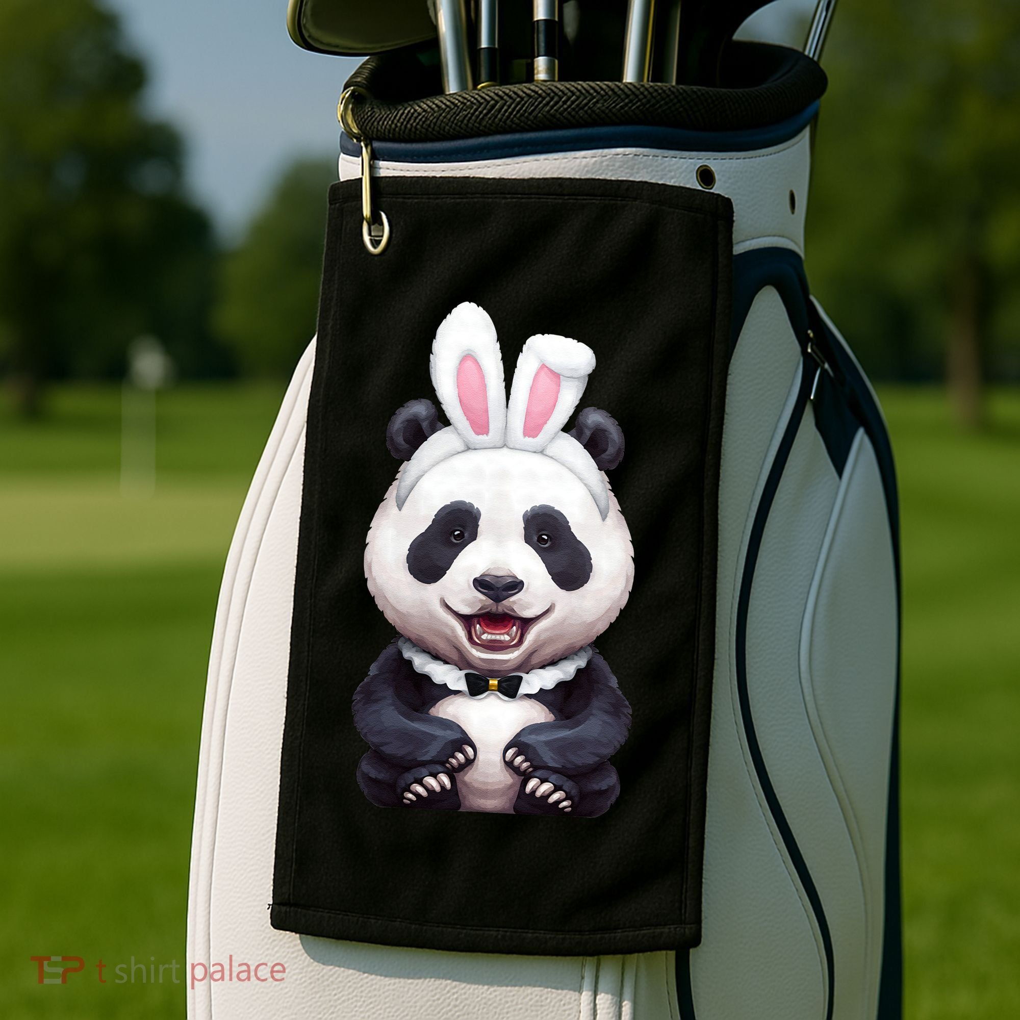 Panda Bear In The Easter Bunny Costume Golf Towel