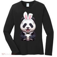 Panda Bear In The Easter Bunny Costume Women's Long Sleeve Shirt thumb 0