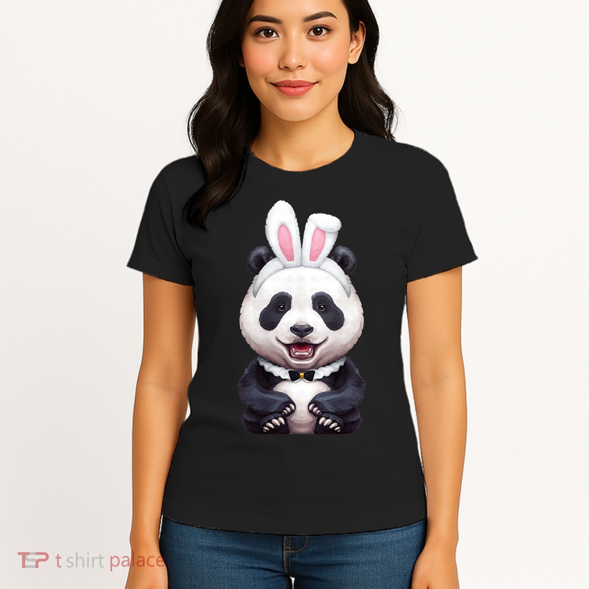 Panda Bear In The Easter Bunny Costume Women's T-Shirt