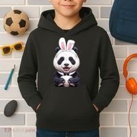 Panda Bear In The Easter Bunny Costume Kids Hoodie thumb 2