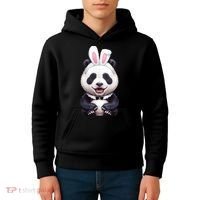 Panda Bear In The Easter Bunny Costume Kids Hoodie thumb 4