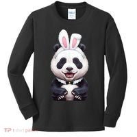 Panda Bear In The Easter Bunny Costume Kids Long Sleeve Shirt thumb 0
