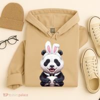 Panda Bear In The Easter Bunny Costume Hoodie thumb 4