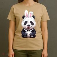 Panda Bear In The Easter Bunny Costume T-Shirt thumb 4