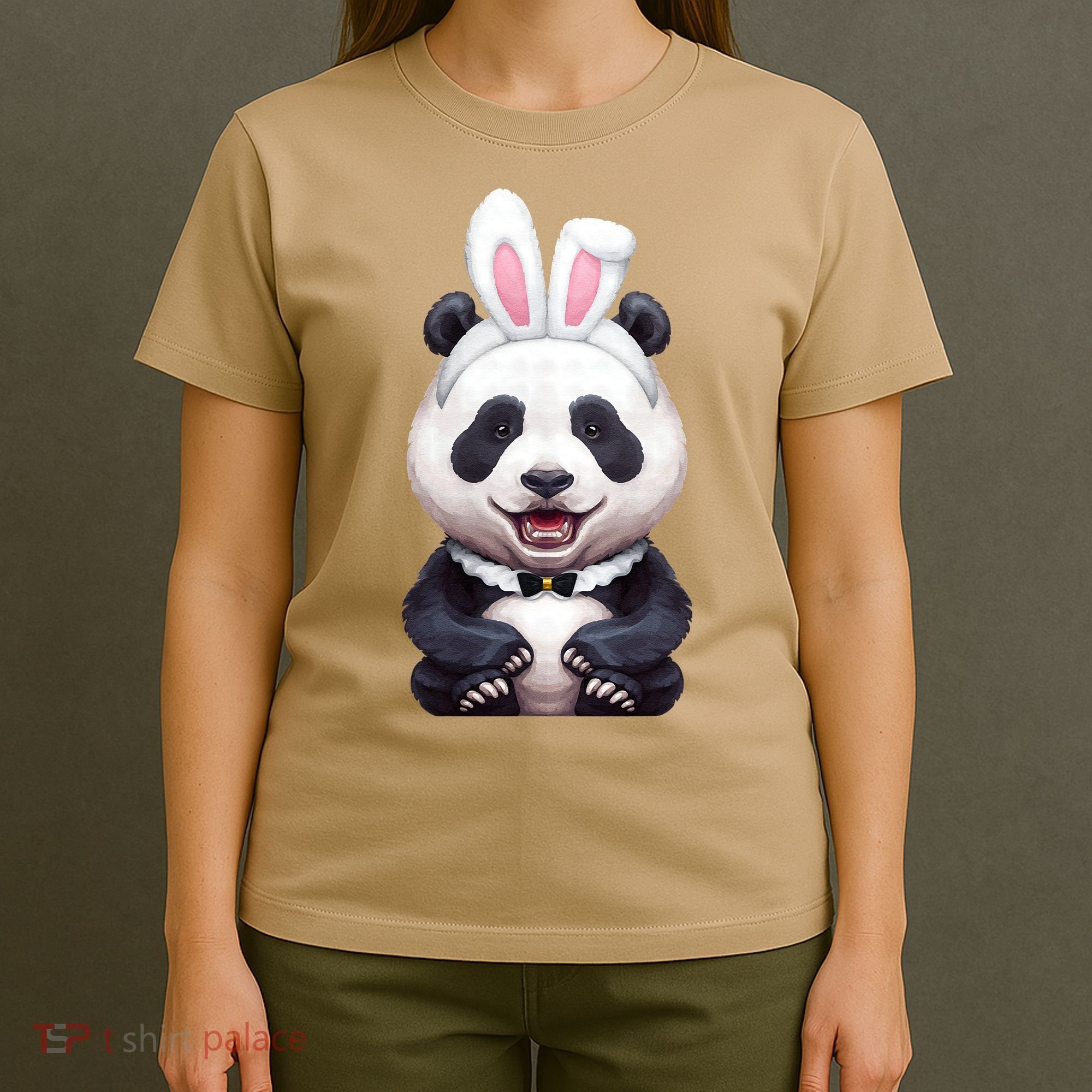 Panda Bear In The Easter Bunny Costume T-Shirt