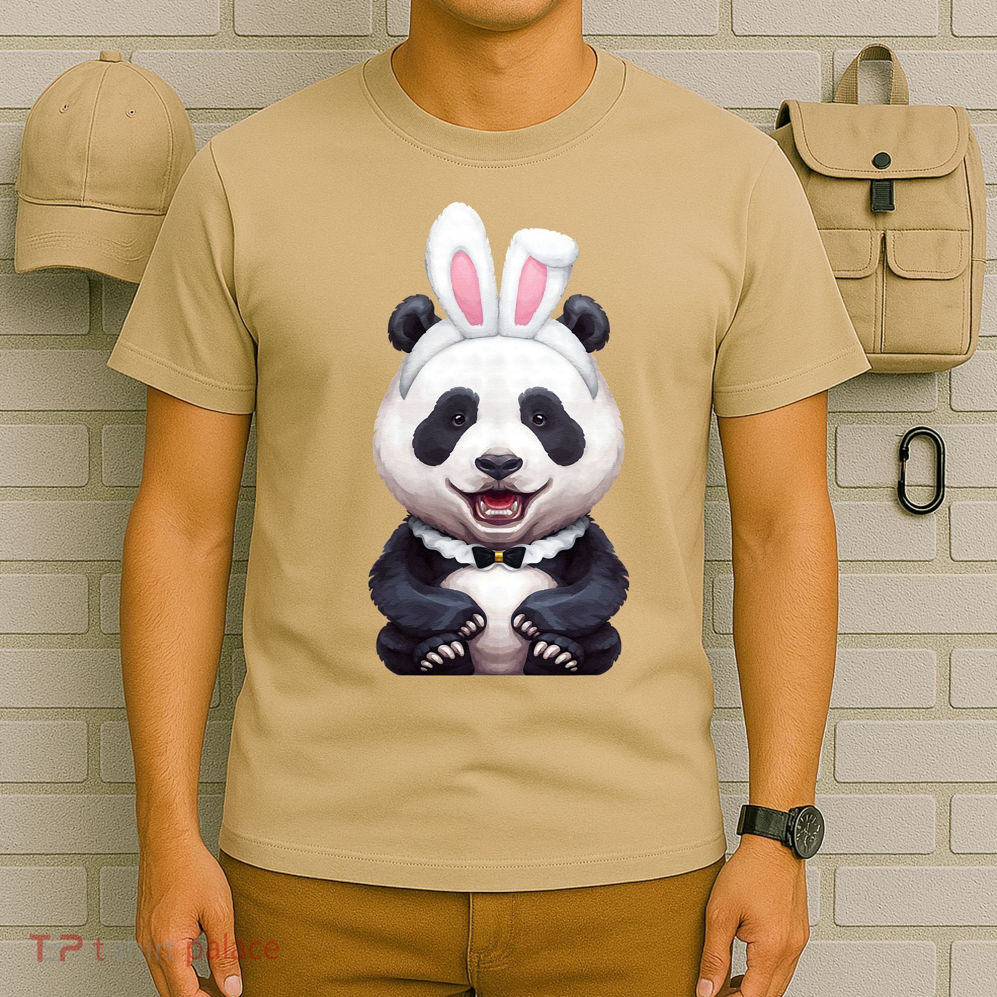 Panda Bear In The Easter Bunny Costume T-Shirt