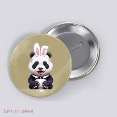 Panda Bear In The Easter Bunny Costume Button