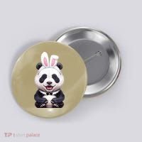 Panda Bear In The Easter Bunny Costume Button thumb 0