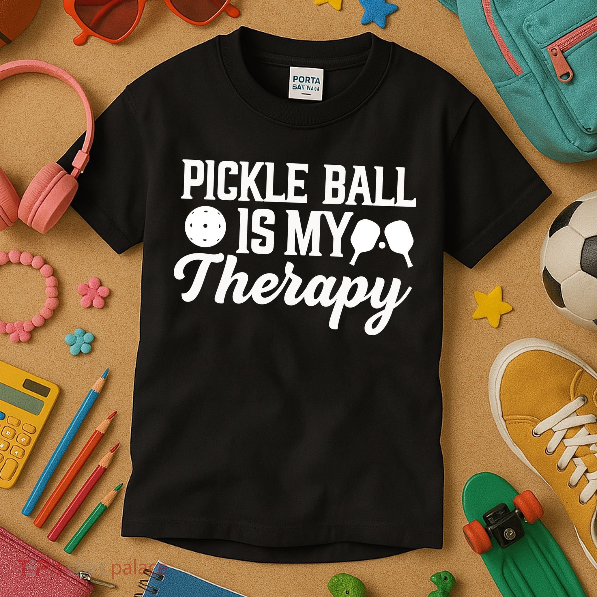 Pickle Ball Is My Therapy Gift For Pickleball Player Team Sport Kids T-Shirt