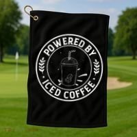 Powered By Iced Coffee Golf Towel thumb 1