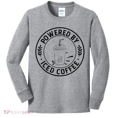Powered By Iced Coffee Kids Long Sleeve Shirt
