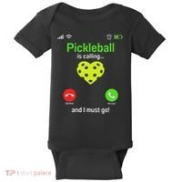 Pickle Ball Is Calling Team Gear & Player Funny Pickleball Baby Bodysuit thumb 0
