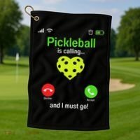 Pickle Ball Is Calling Team Gear & Player Funny Pickleball Golf Towel thumb 1