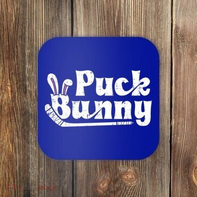 Puck Bunny Ice Hockey Stick Cute Player Meaningful Gift Coaster